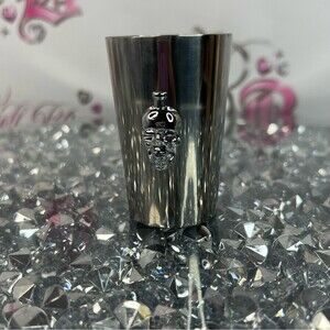 Crystal head vodka shot glass dual Silver Skull Emblem Metal Shot Glass